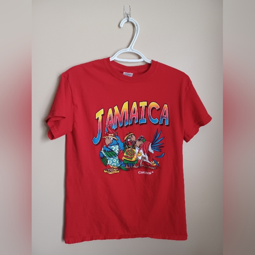Women's Size Small Carnival Cruise Jamaica Red Gildan T-Shirt